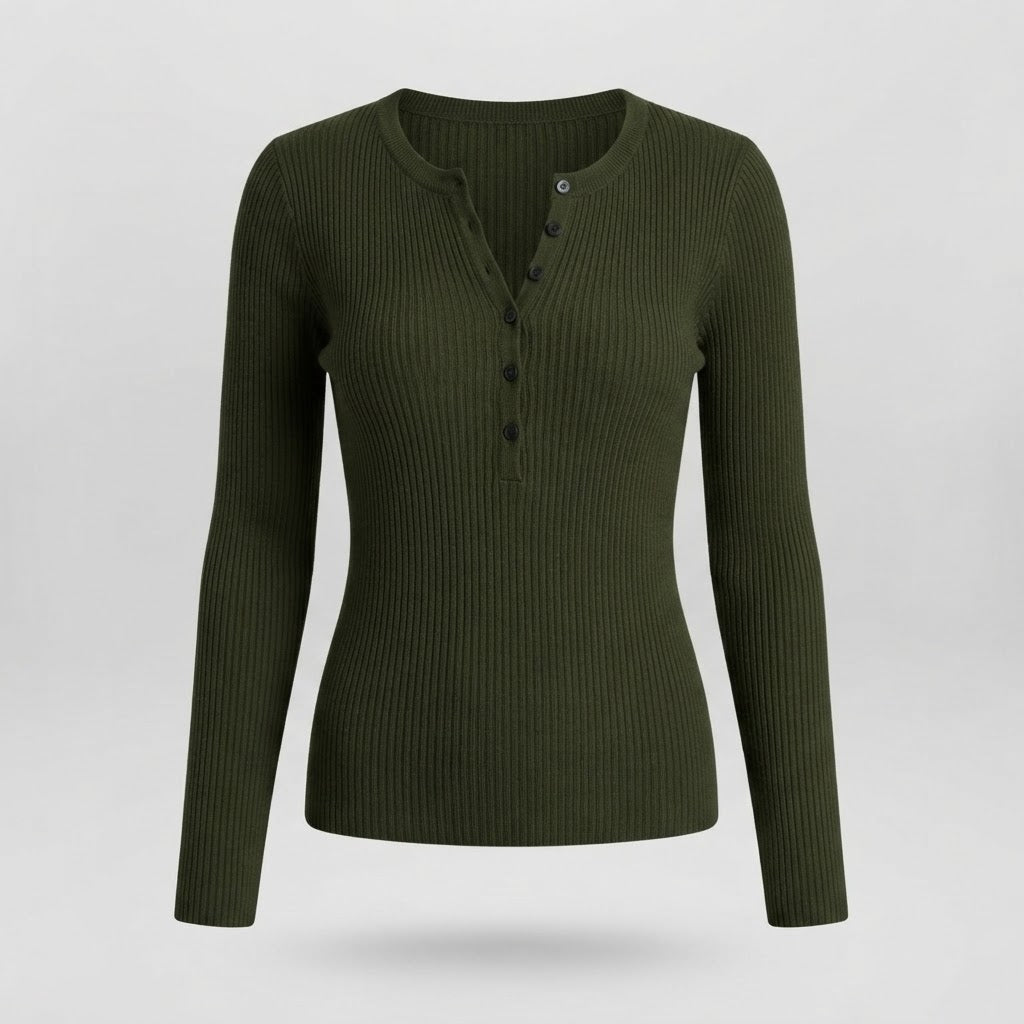 Phoebe Wilson | Front-Button Ribbed Knit Top