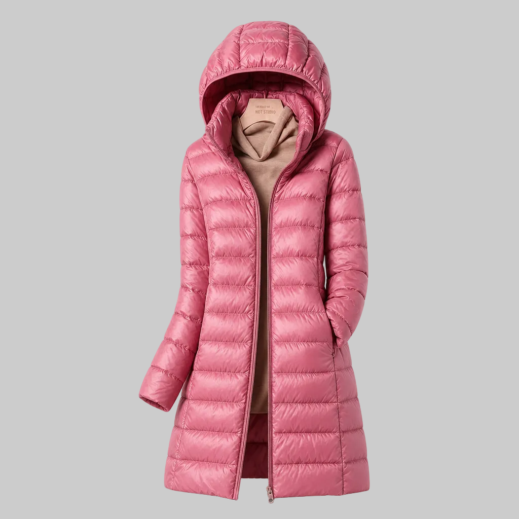 Women's Lightweight Long Hooded Quilted Coat