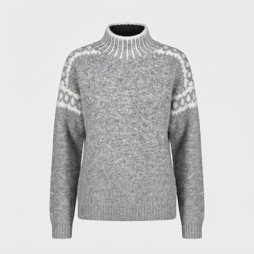 Poppy Ashcroft | Cozy Patterned Turtleneck Sweater