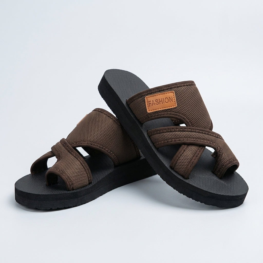 Poppy Davies | Mesh Peep-Toe Slide Sandals - Brown
