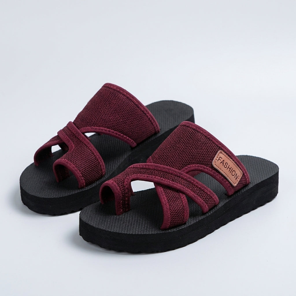 Poppy Davies | Mesh Peep-Toe Slide Sandals - Purplish red