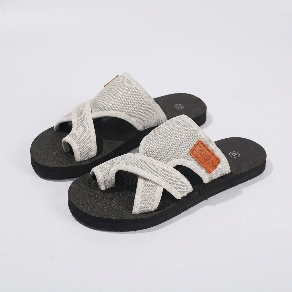 Poppy Davies | Mesh Peep-Toe Slide Sandals - White