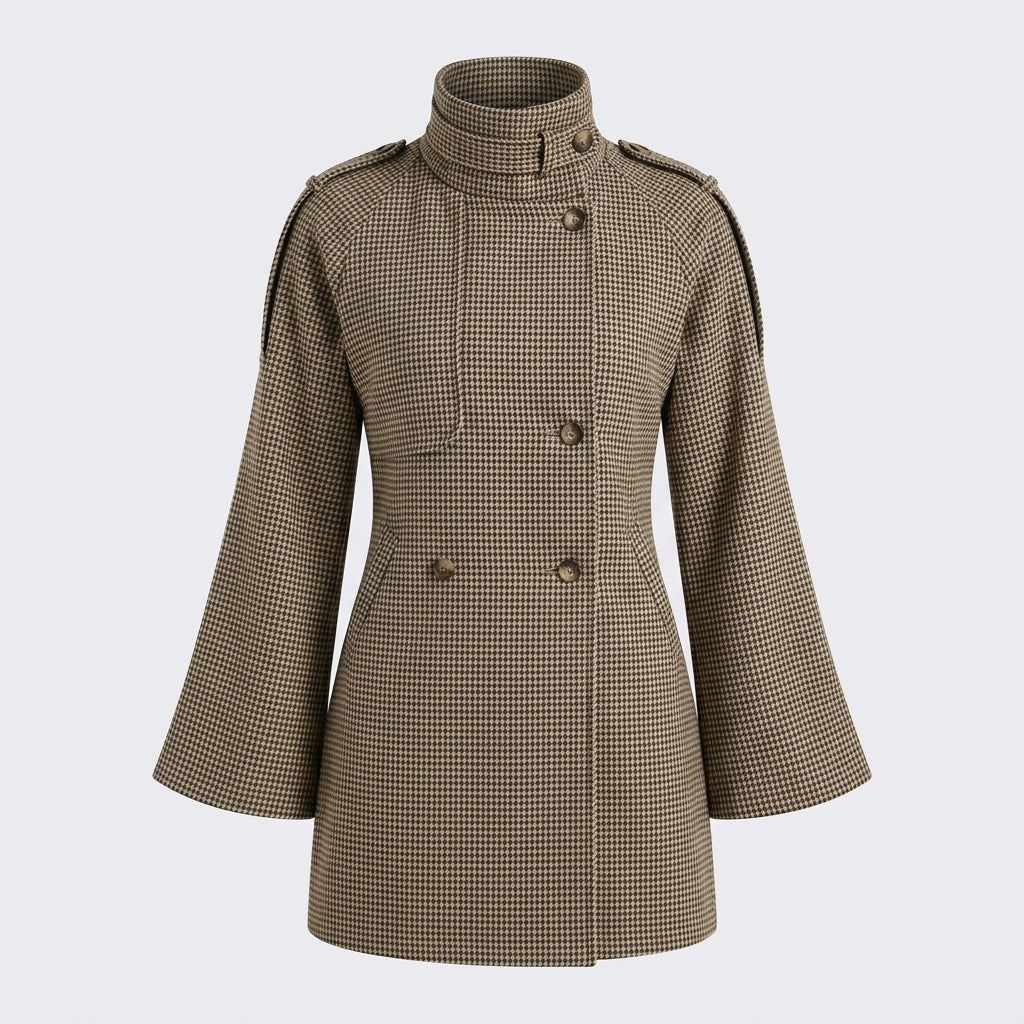 Prudence Sharland | Stand-Collar Houndstooth Cropped Jacket