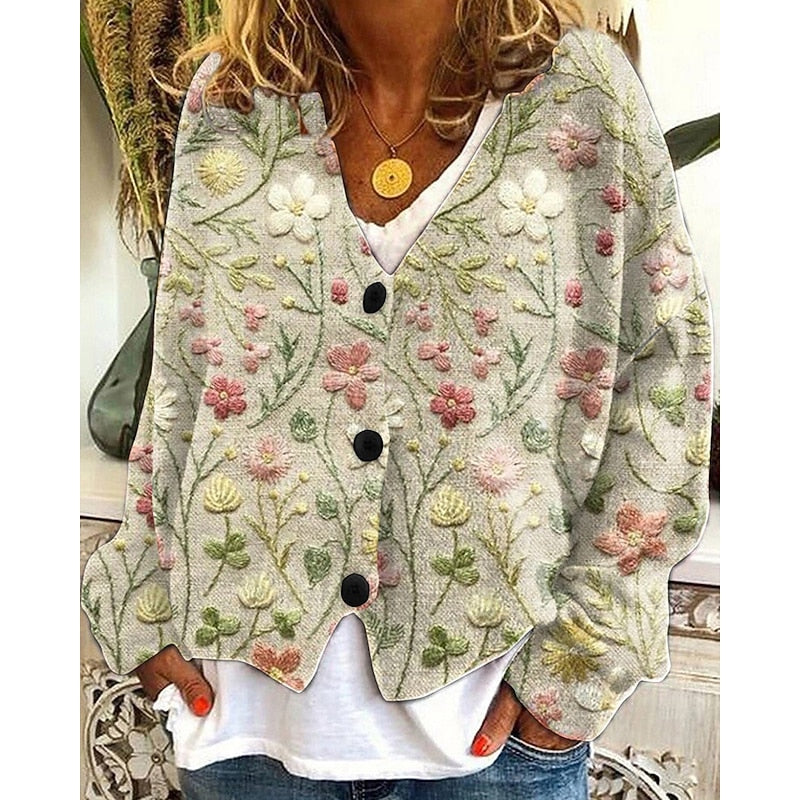 Beatrice Langford | Floral Embroidered Open-Front Cardigan