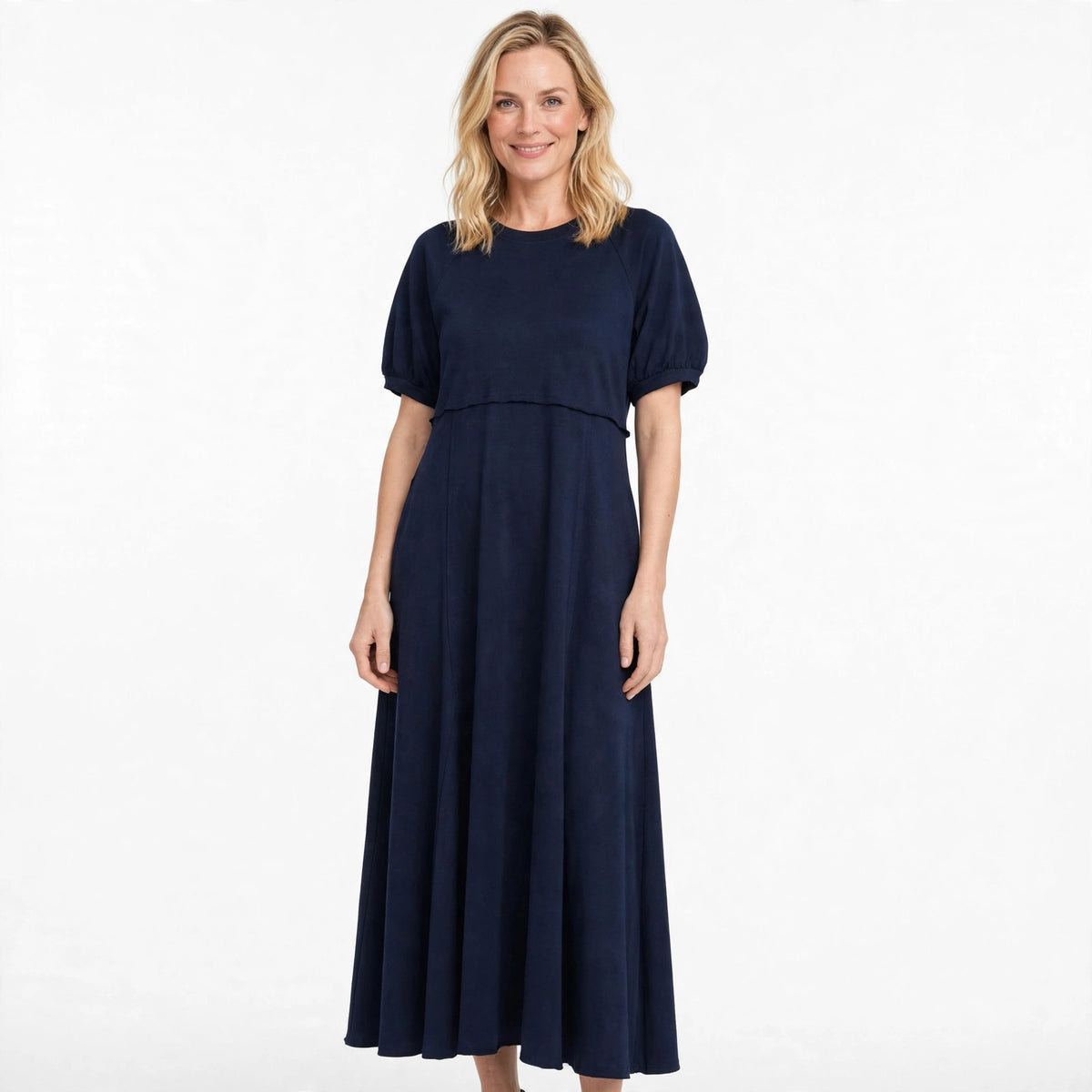 Nina Hargreaves | Puff Sleeve Maxi Dress in Navy