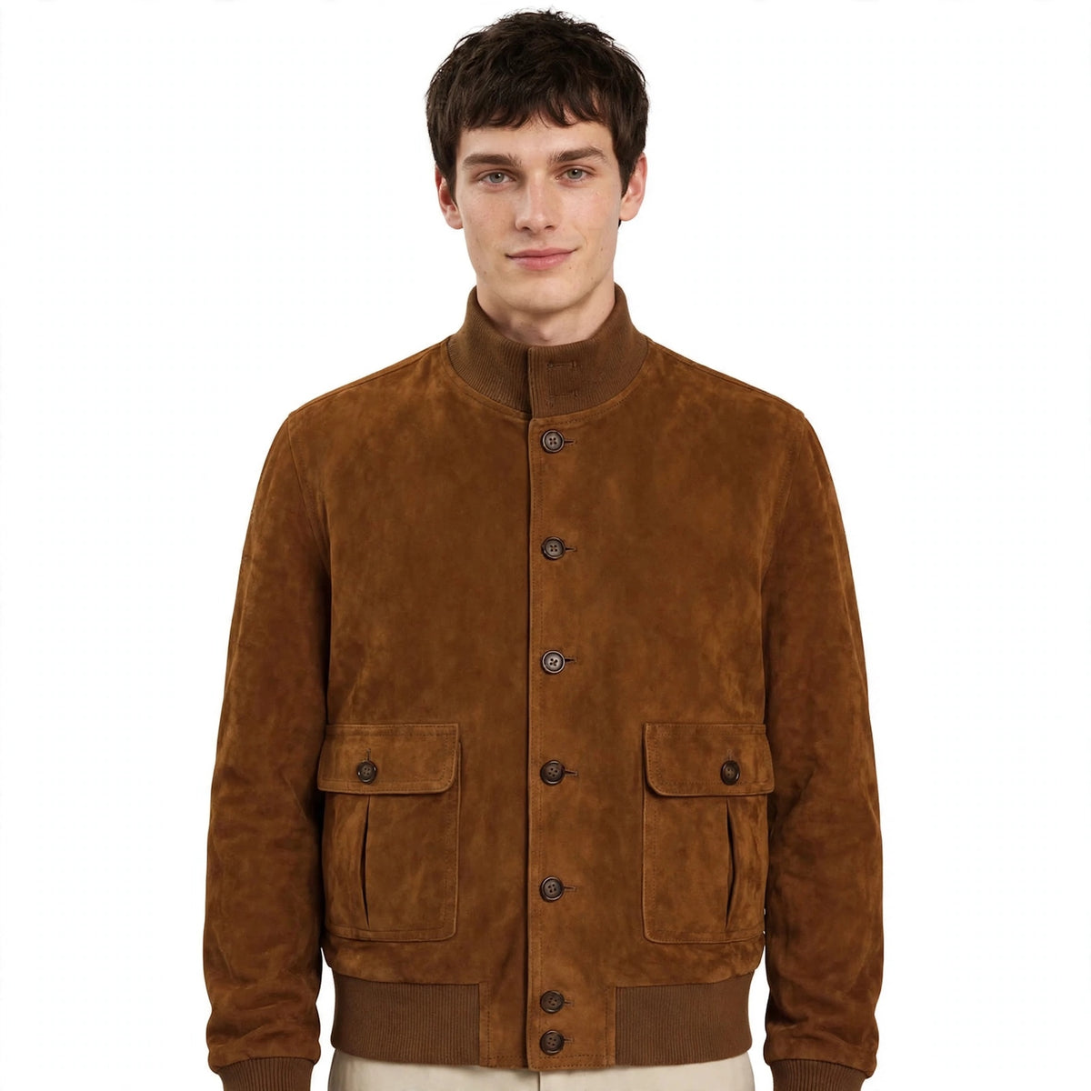Jasper Lockhart | Suede Mens Jacket With Stand Collar