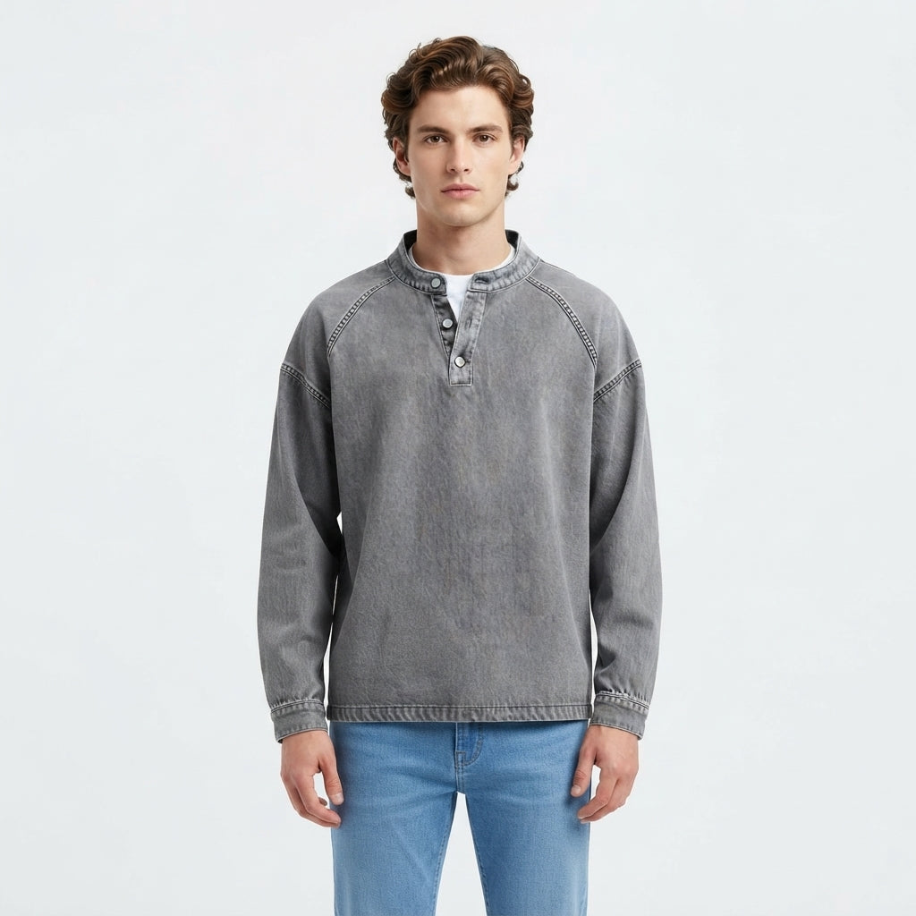 Reuben Marsden | Vintage Wash Denim Popover Shirt for Men