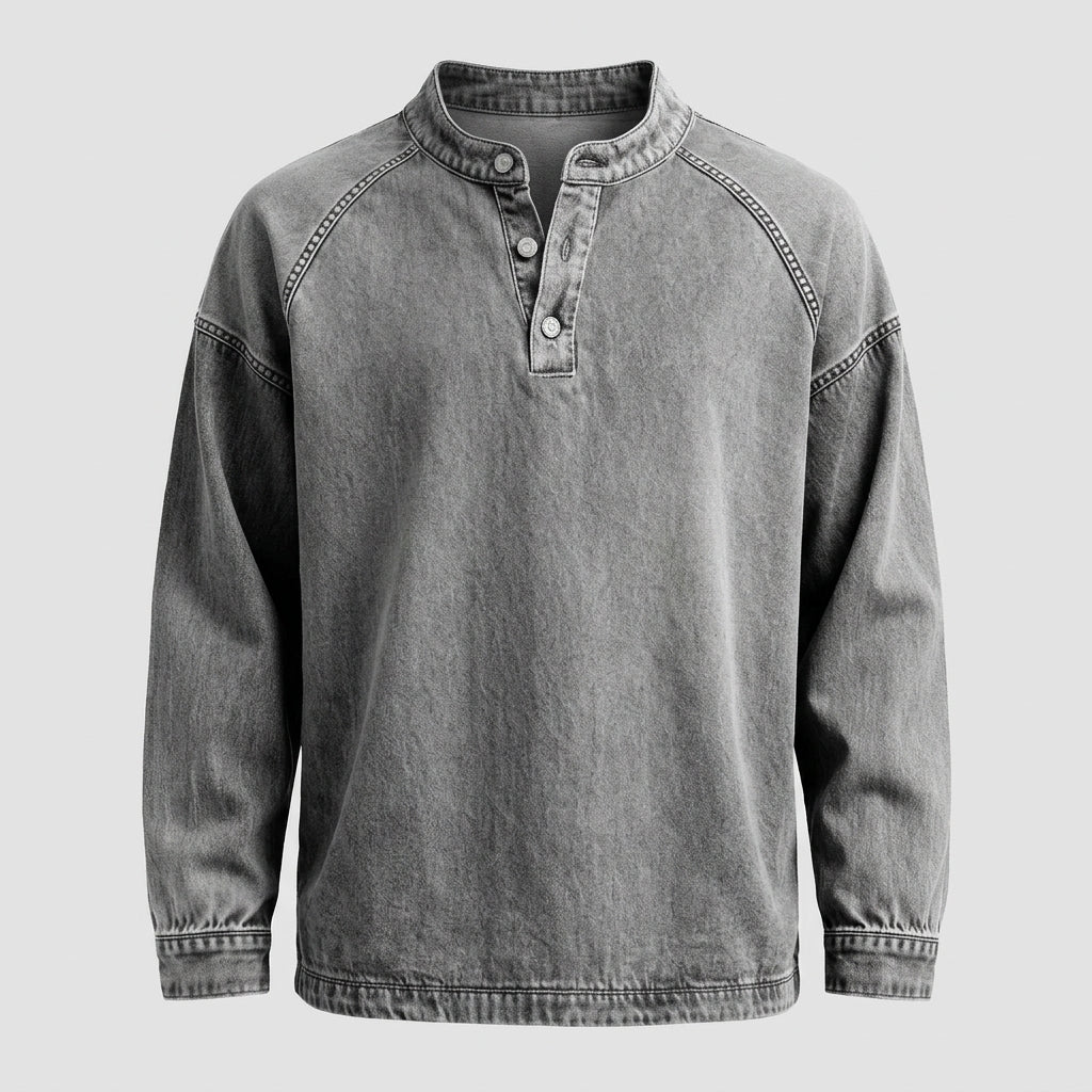 Reuben Marsden | Vintage Wash Denim Popover Shirt for Men
