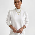 Rosalind Carver | White Mock Neck Knit Pullover Sweater