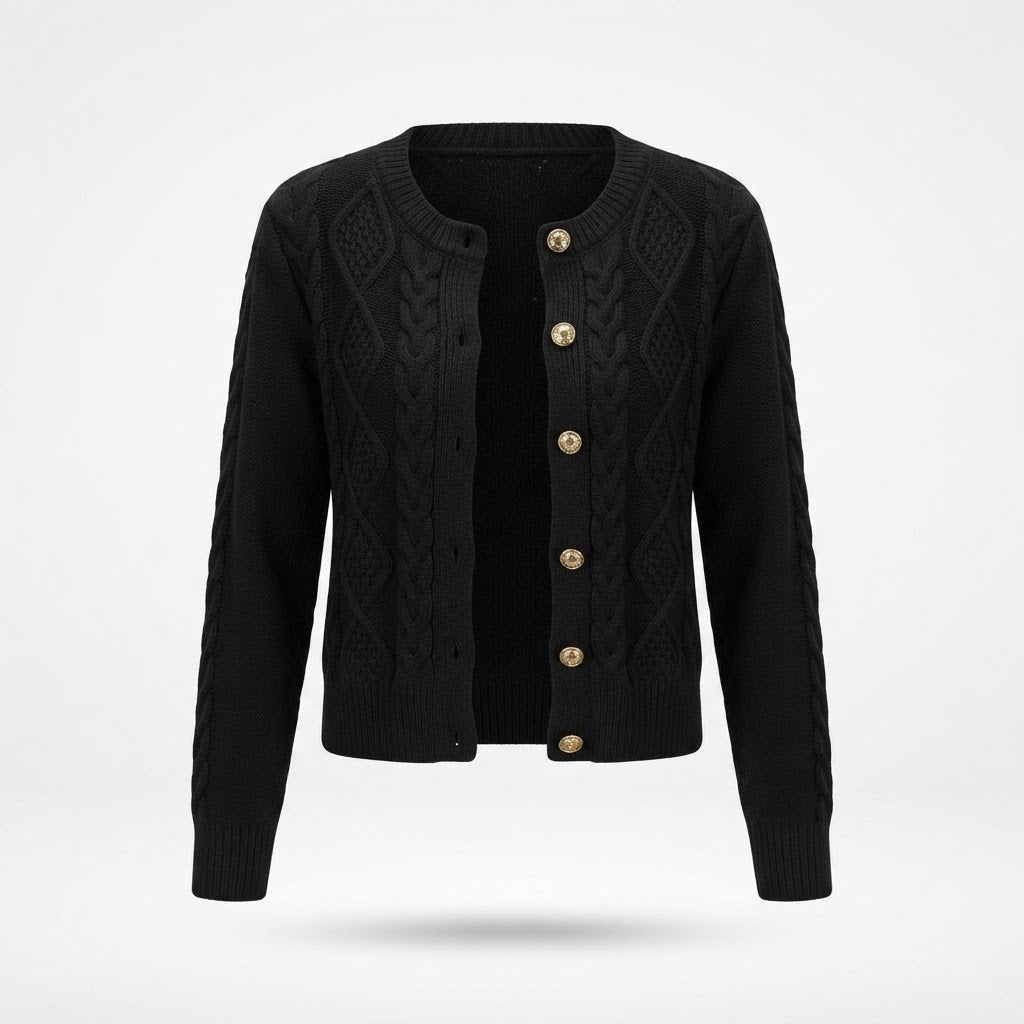 Rosalind Chapman | Navy Cable-Knit Button Cardigan