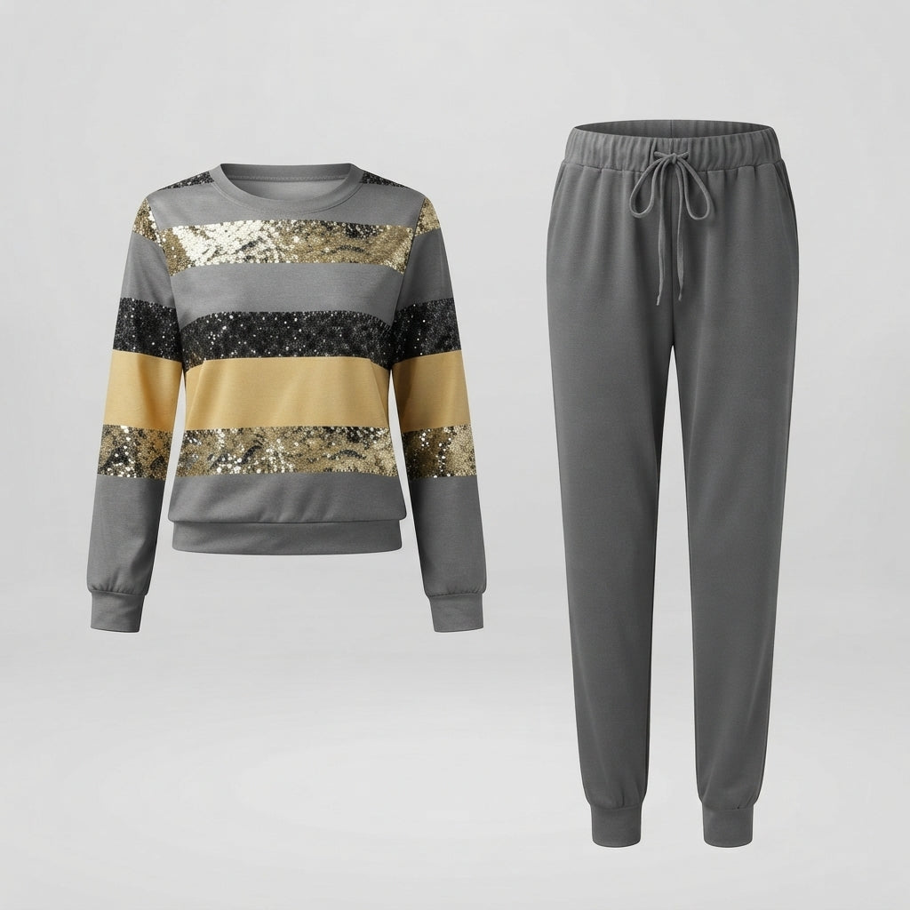 Rosie Clarke | Colour-Block Sequin Sweatshirt & Jogger Set