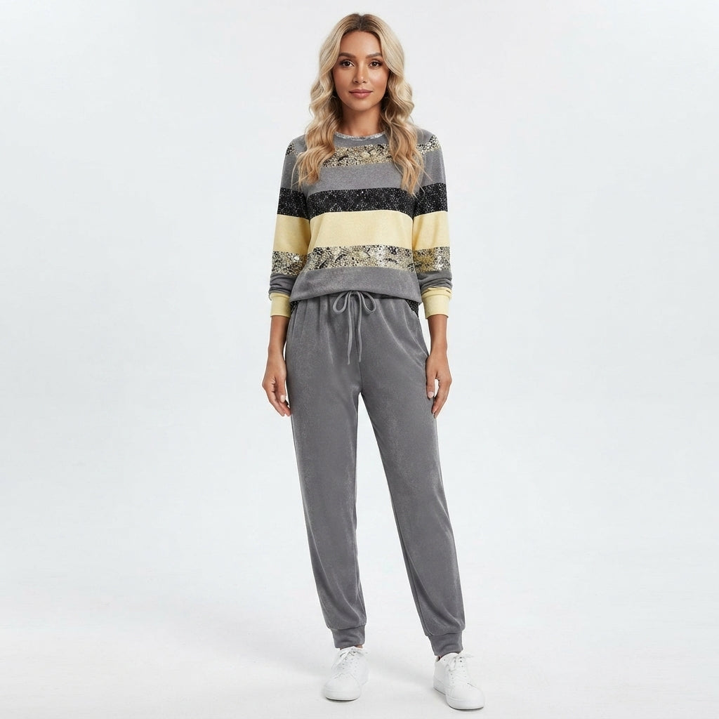 Rosie Clarke | Colour-Block Sequin Sweatshirt & Jogger Set