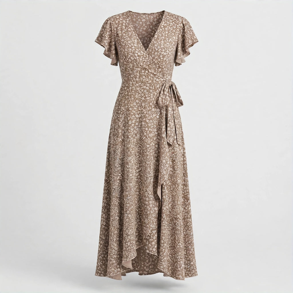 Isla Prentice | Floral Wrap Midi Dress With Tie Waist