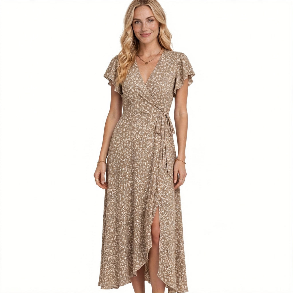 Isla Prentice | Floral Wrap Midi Dress With Tie Waist