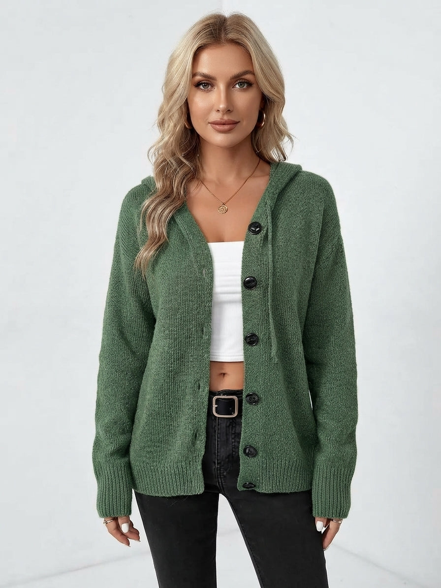 Rowena Ashfield | Hooded Single-Breasted Knit Cardigan