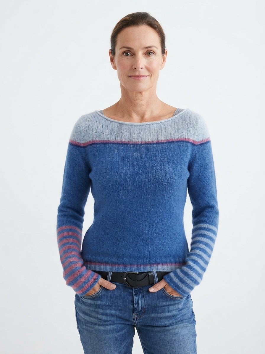Rowena Pickford | Colour Block Striped Knit Sweater For Women