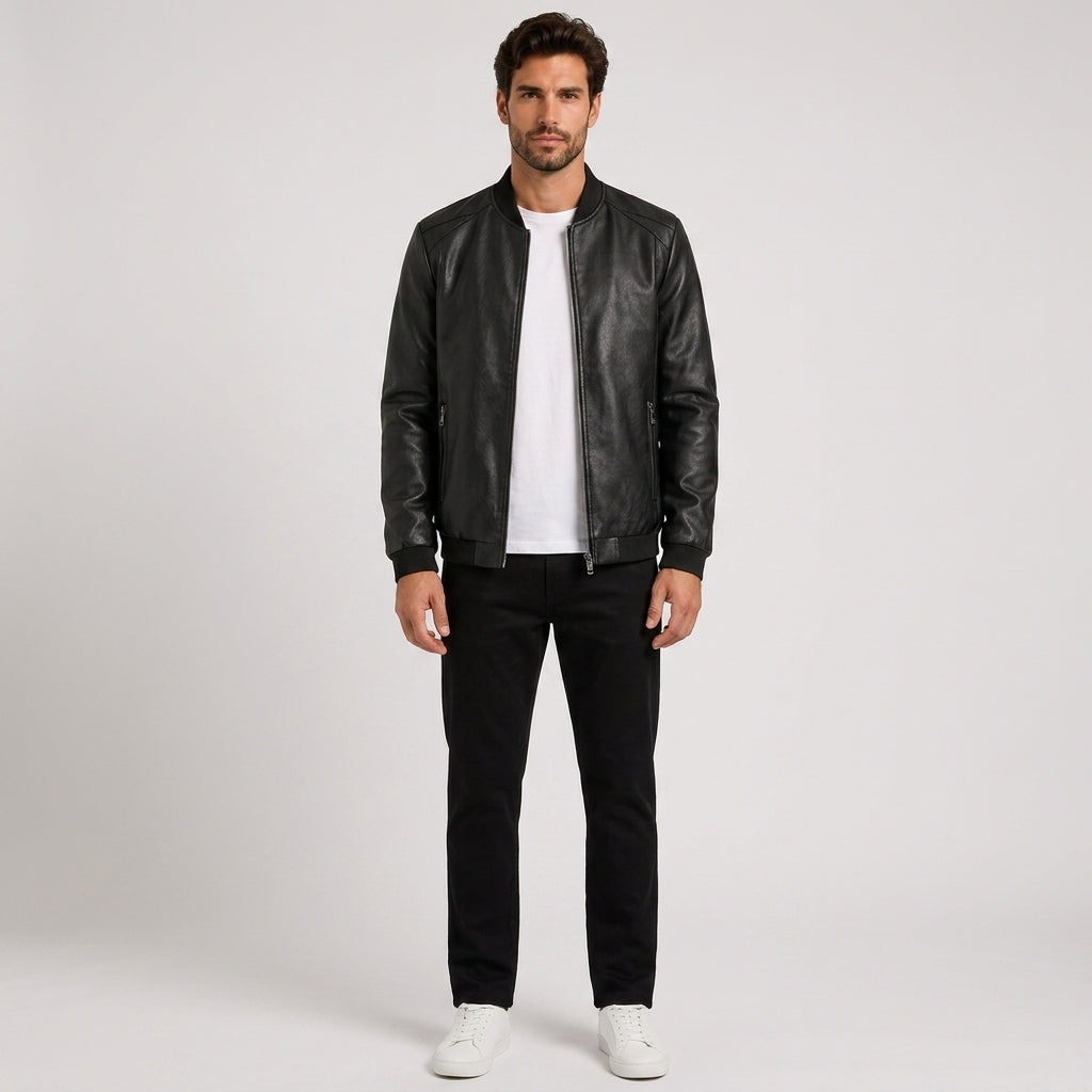 Rupert Baker | Vintage Leather Jacket with Secure Pockets - Black