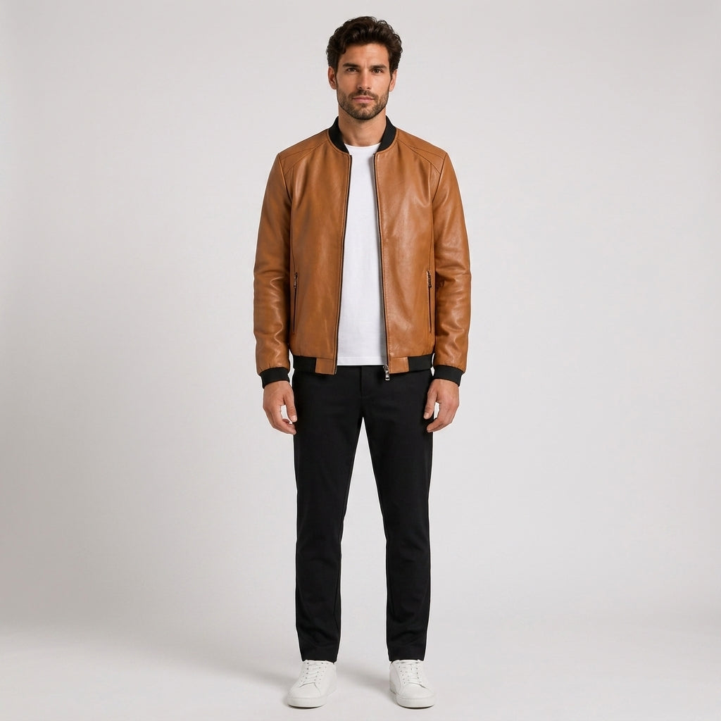 Rupert Baker | Vintage Leather Jacket with Secure Pockets - Brown