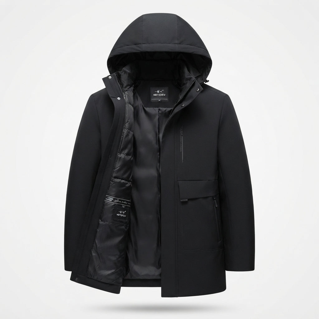 Nathaniel Ashcombe | Hooded Puffer Mens Jacket With Detachable Liner