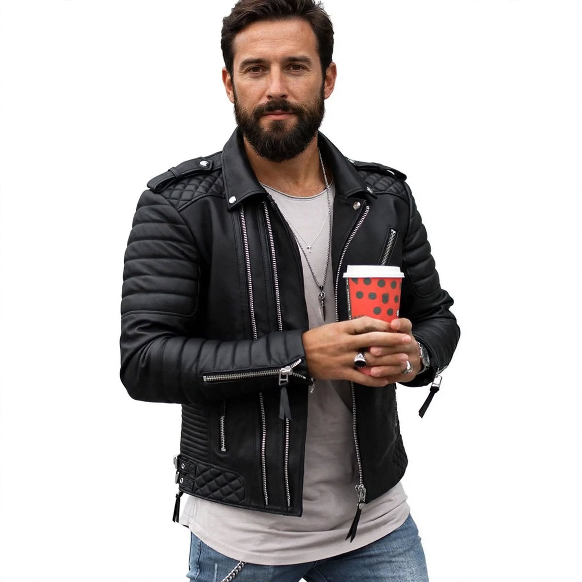 Arthur Taylor | Quilted Faux Leather Jacket With Zip Detail