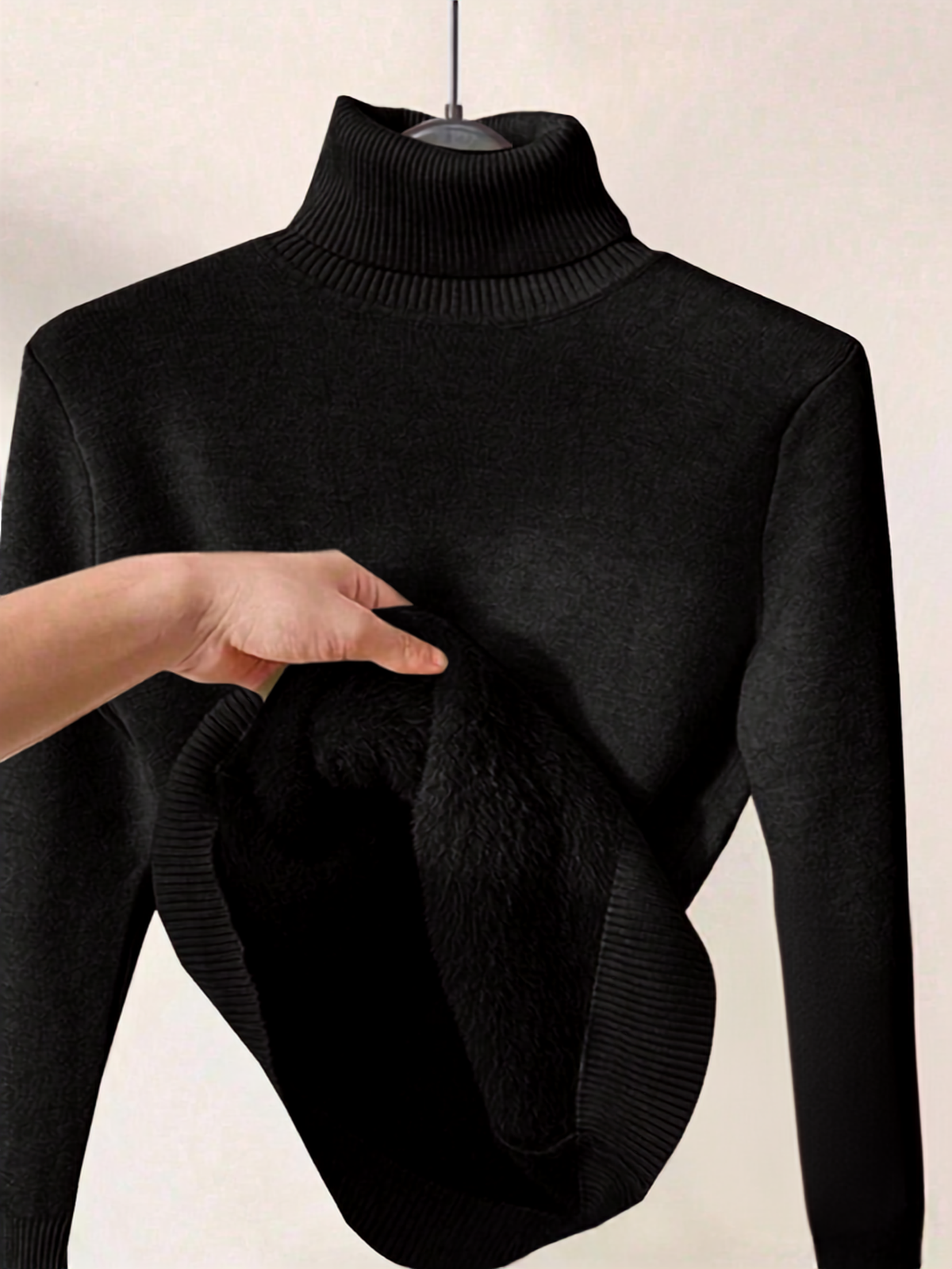 Saoirse Nolan | Pink Fleece-Lined Turtleneck Sweater