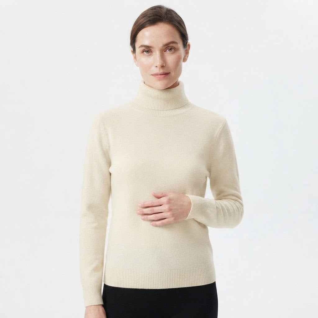 Saoirse Nolan | Pink Fleece-Lined Turtleneck Sweater