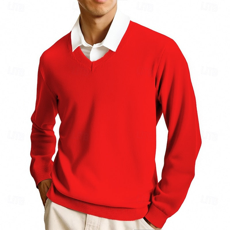 William Kensington | Classic V-Neck Ribbed Knit Sweater