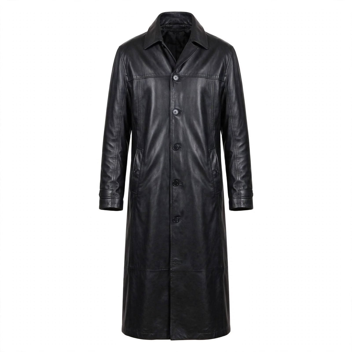 Hugo Radley | Slim Fit Long Leather Trench Coat