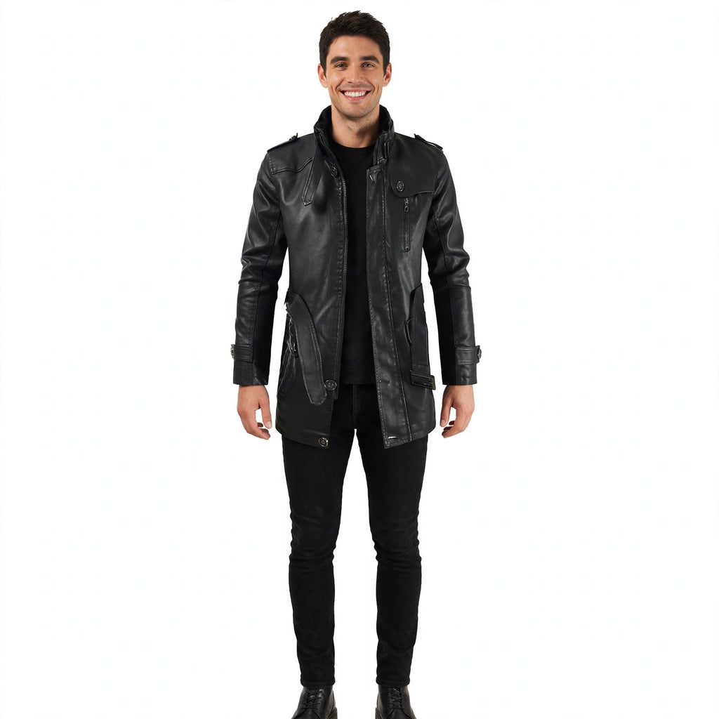 Leopold Marchbanks | Leather Jacket With Stand Collar