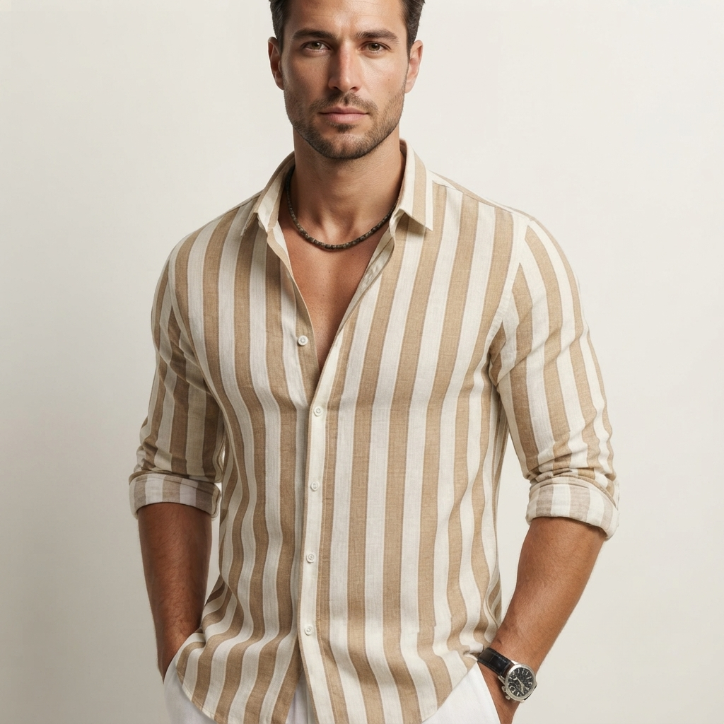 Sebastian Laurent | Luxury Striped Linen Shirt For Men