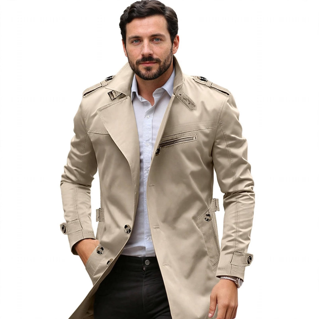 Arthur Blackwood | Beige Longline Trench Coat For Men