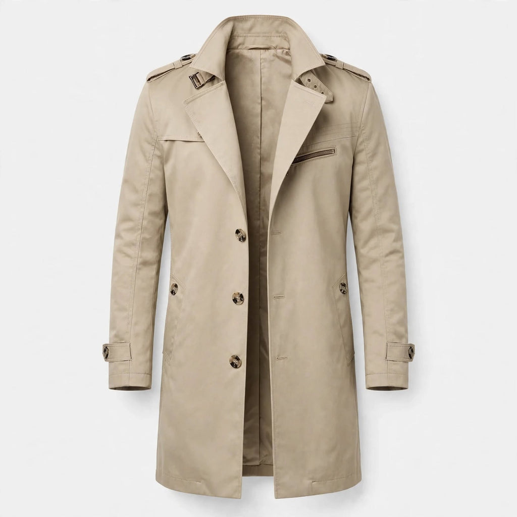 Arthur Blackwood | Beige Longline Trench Coat For Men