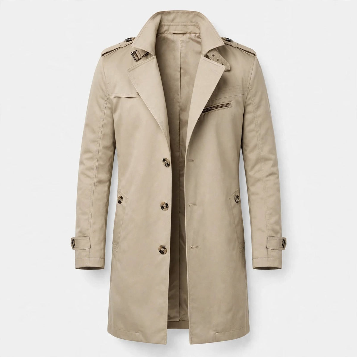 Arthur Blackwood | Beige Longline Trench Coat For Men