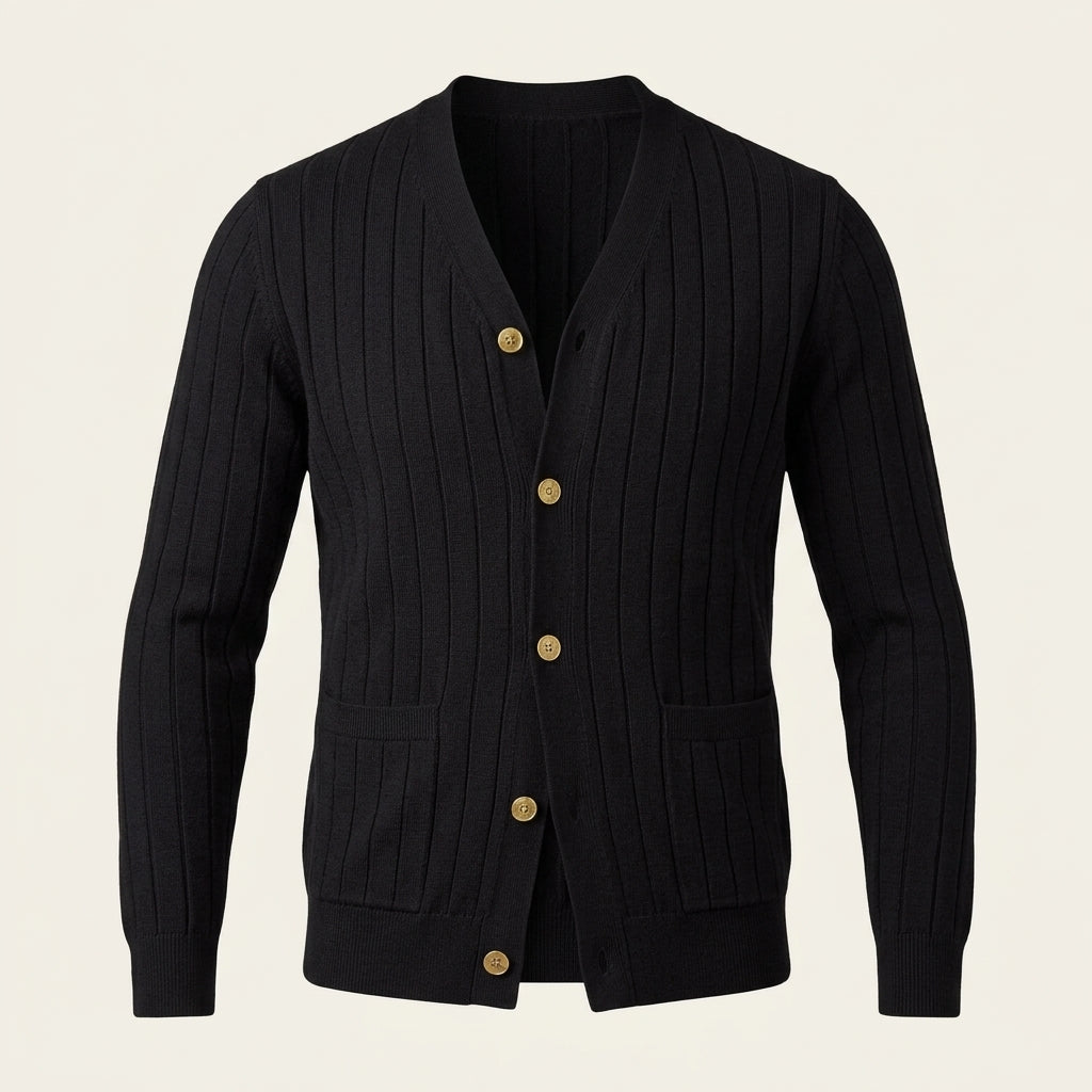 Oliver Pennington | Button-Front Ribbed Knit Cardigan