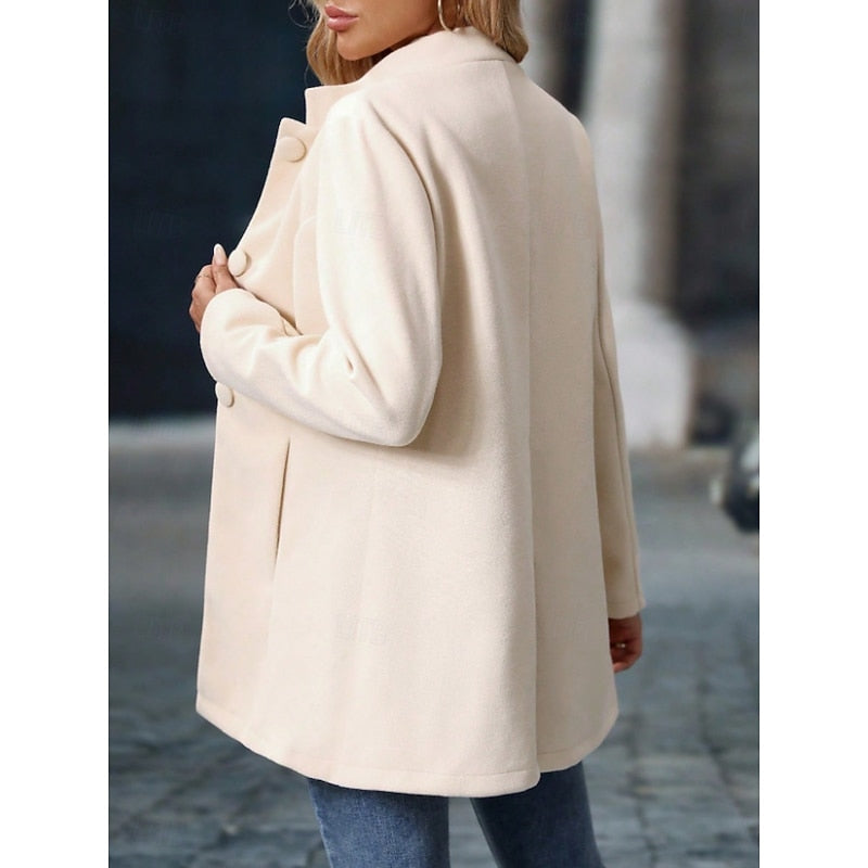Marjorie Fenton | Elegant Stand-Collar Wool Coat