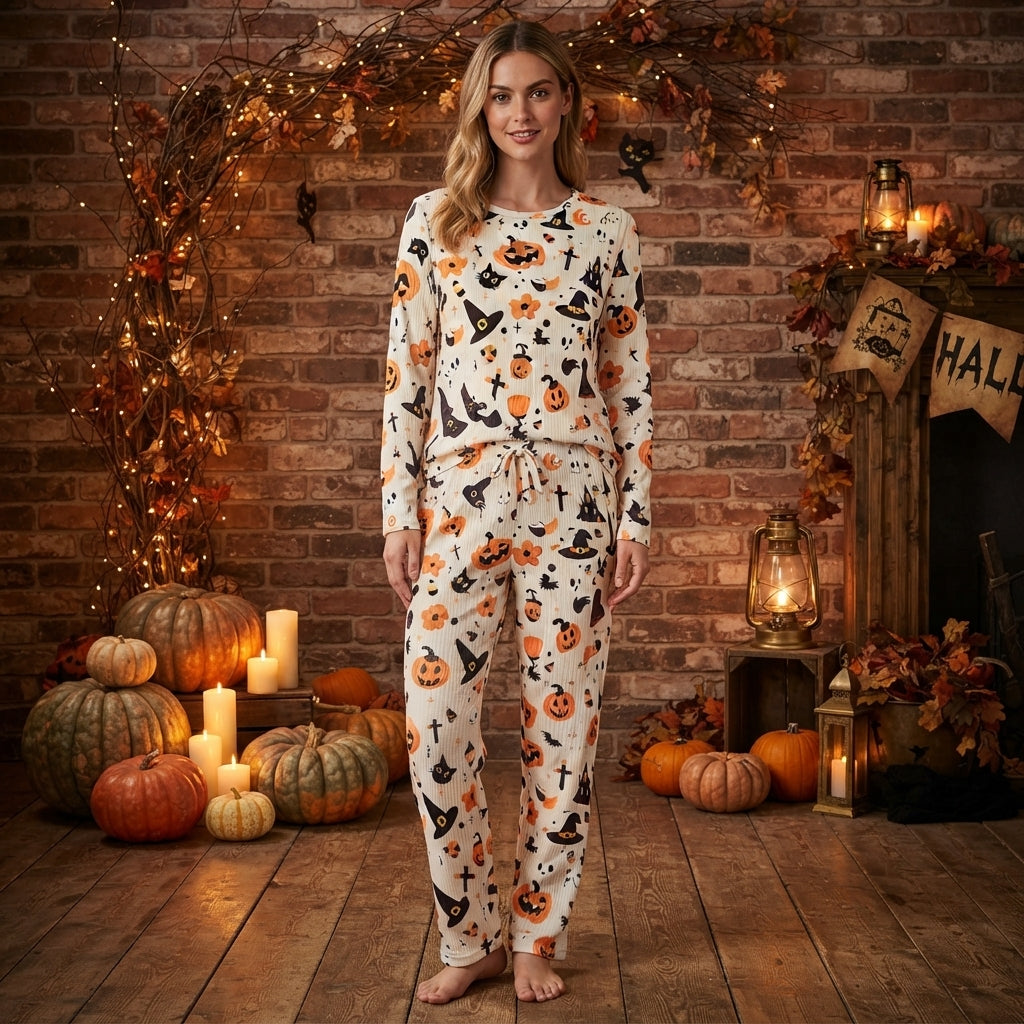 Bridget Coombes | Pumpkin Print Halloween Pyjama Set