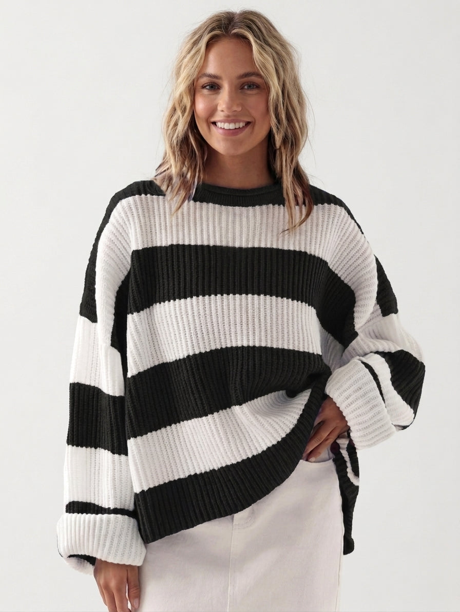 Lily Forsythe | Striped Batwing Sleeve Knit Jumper