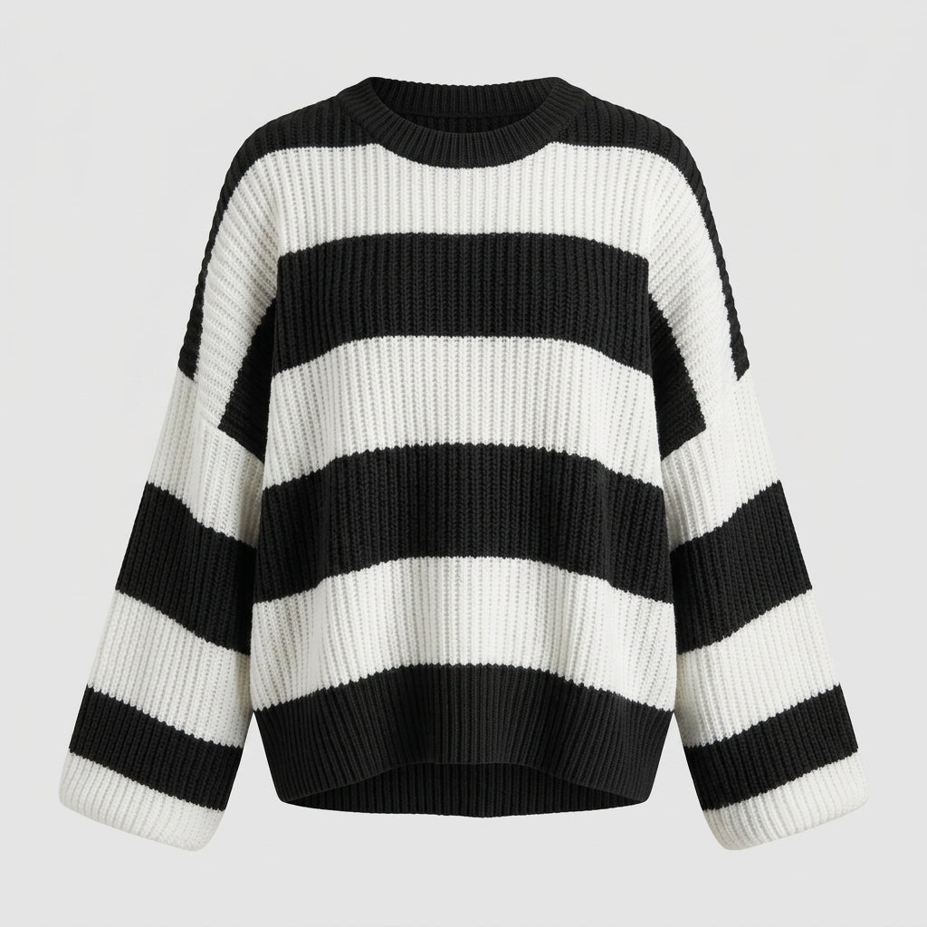 Lily Forsythe | Striped Batwing Sleeve Knit Jumper