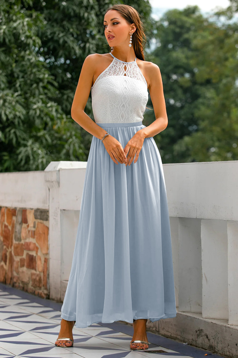 Eleanor Whitfield | Lace Halter Maxi Dress