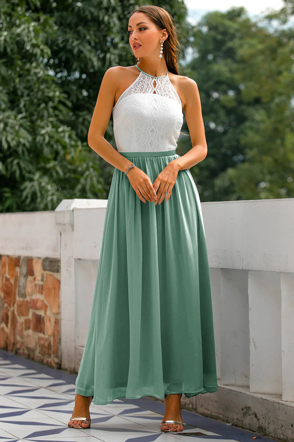 Eleanor Whitfield | Lace Halter Maxi Dress