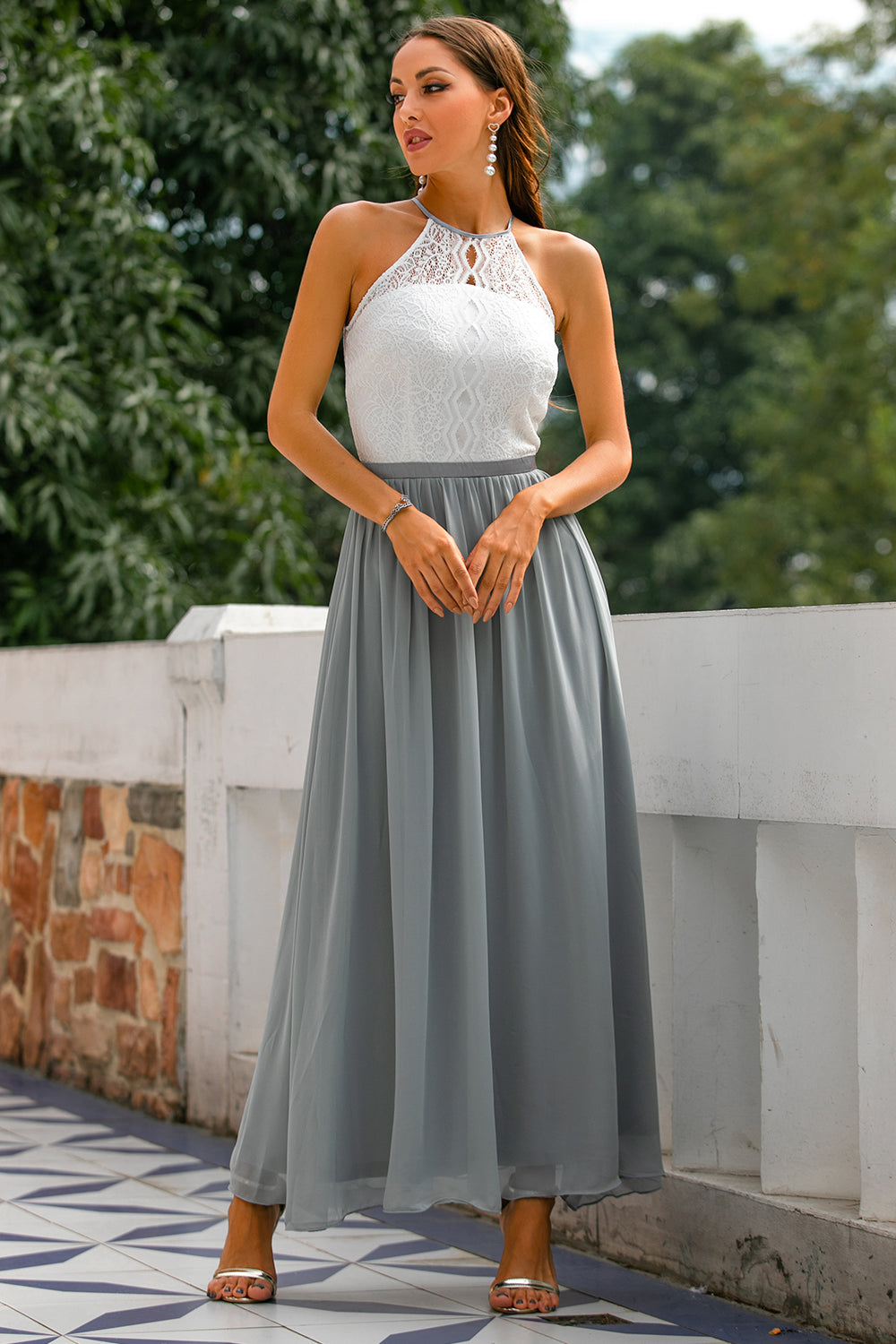 Eleanor Whitfield | Lace Halter Maxi Dress