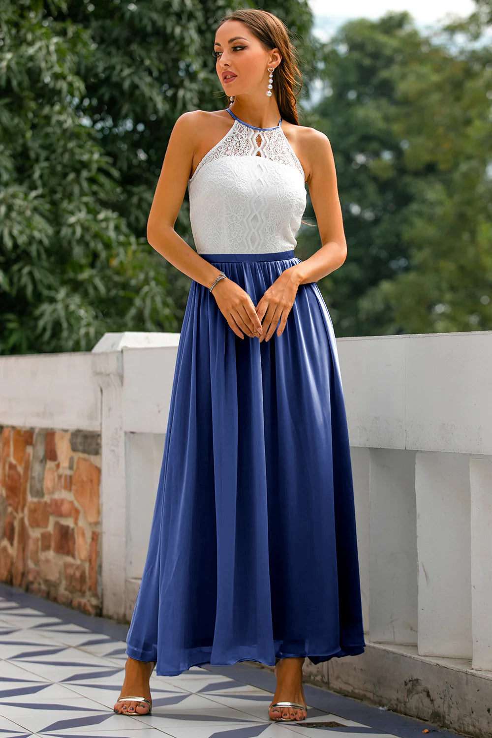 Eleanor Whitfield | Lace Halter Maxi Dress