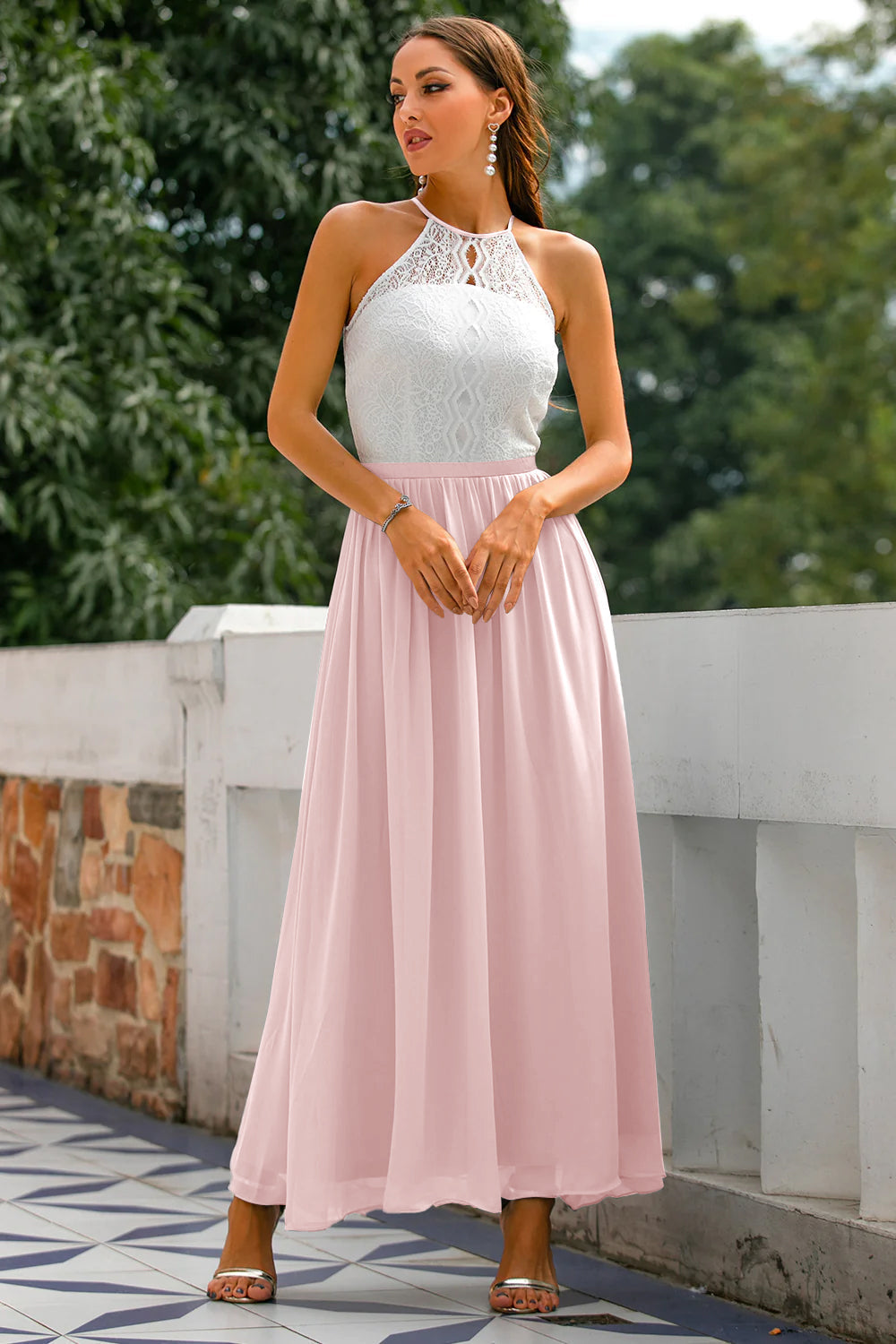 Eleanor Whitfield | Lace Halter Maxi Dress