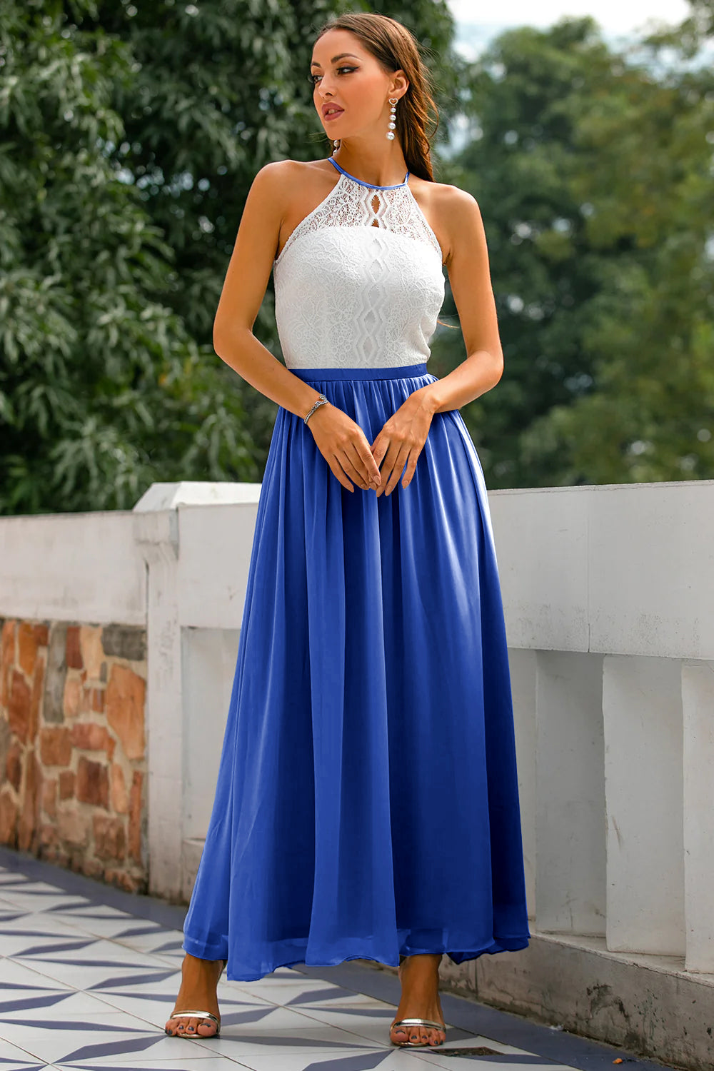Eleanor Whitfield | Lace Halter Maxi Dress