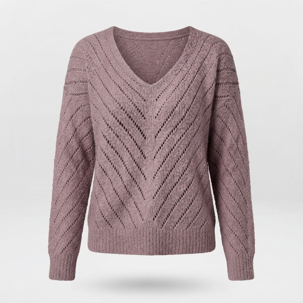 Susannah Fenwick | Pointelle Knit V-Neck Sweater