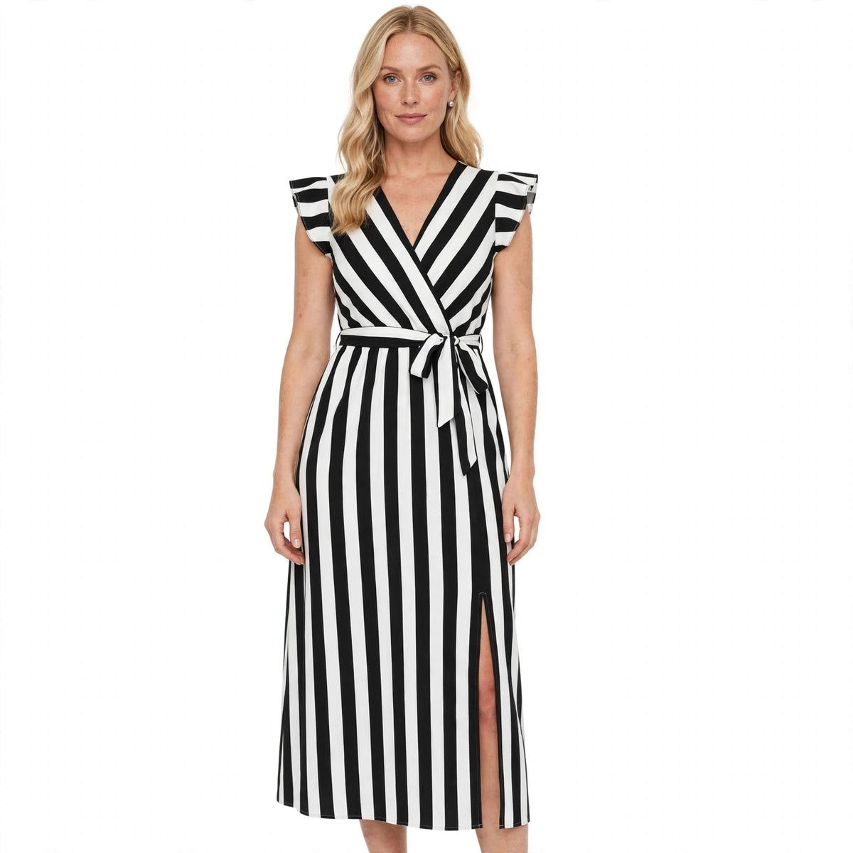 Rosamund Blackwood | Striped Wrap Maxi Dress With Belt