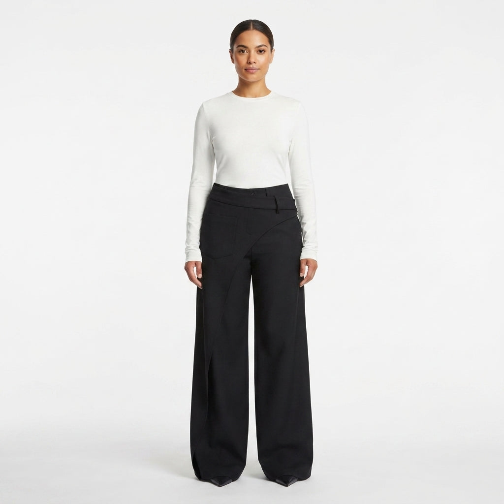 Tabitha Green | Asymmetric Panel Wide-Leg Trousers