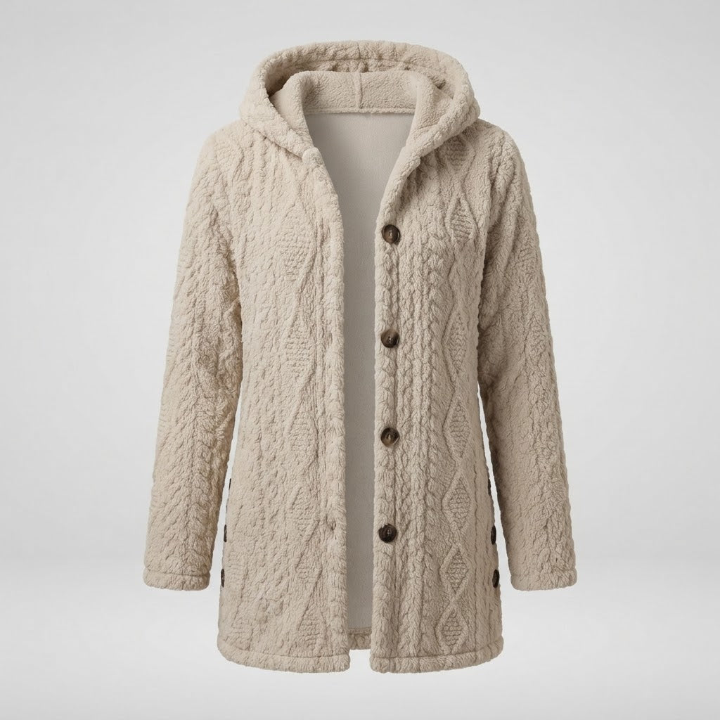 Tabitha Wilson | Hooded Textured Faux Fur Longline Cardigan