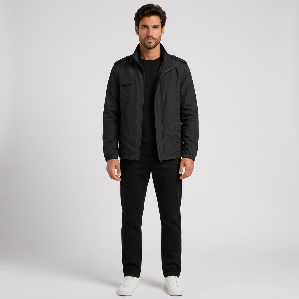 Theodore Edwards | Mens Jacket with Stand Collar - Black