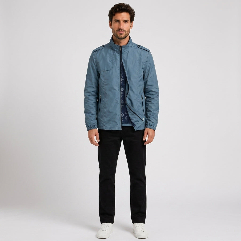 Theodore Edwards | Mens Jacket with Stand Collar - Blue